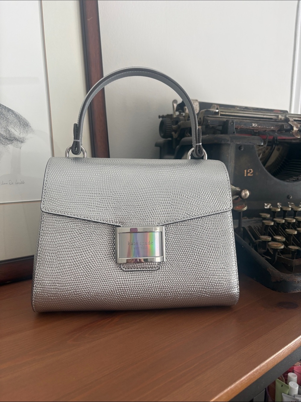 kate spade Silver Textured Mini Top-Handle Bag